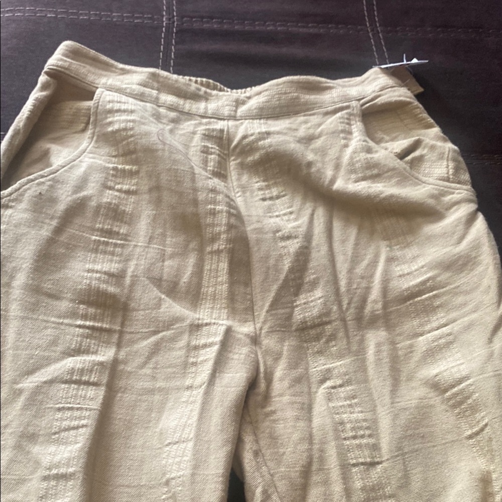 Free People Cream Ankle Cropped Pants